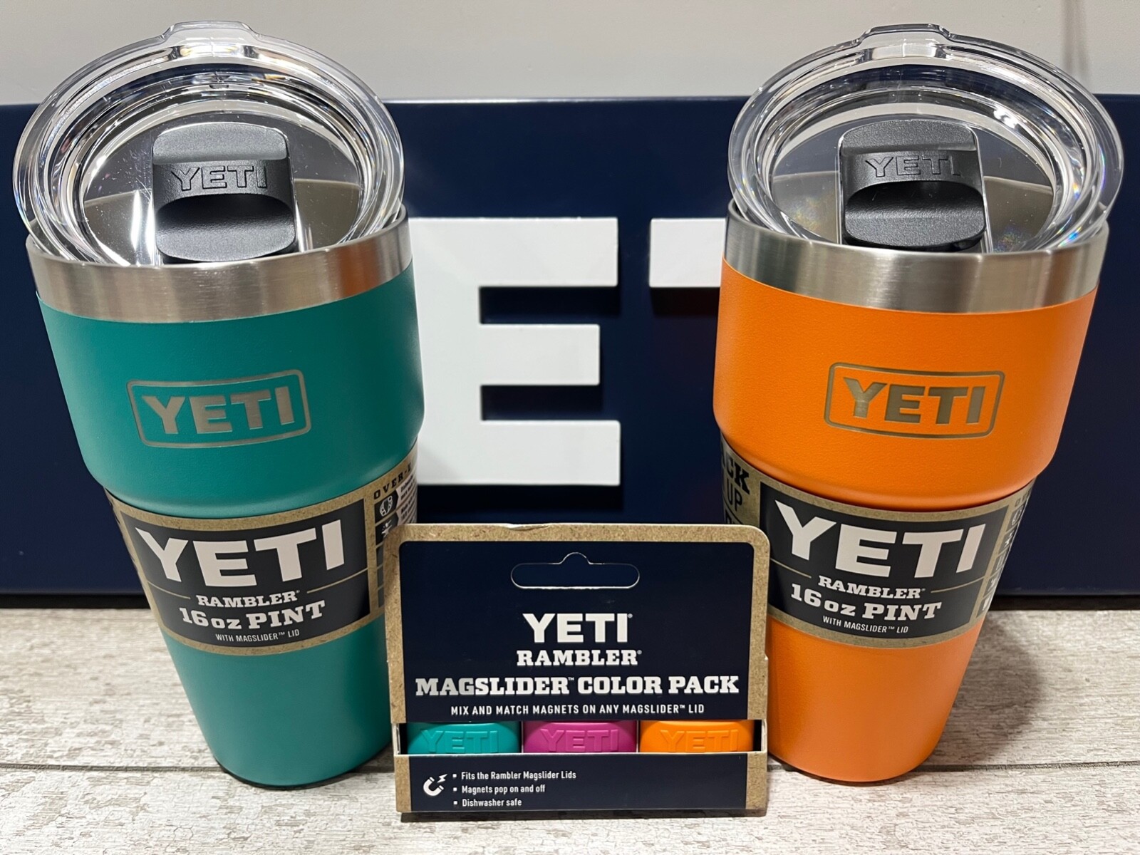 YETI Rambler 16oz Pints Aquifer Blue+King Crab Orange(KCO