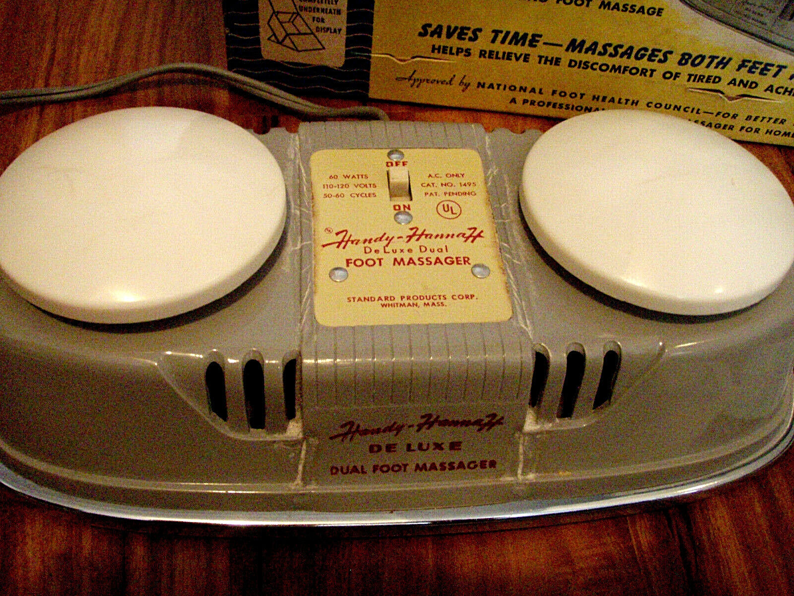 Vintage Handy Hannah Dual Foot Massager, Electric, w/ Display Box, Works