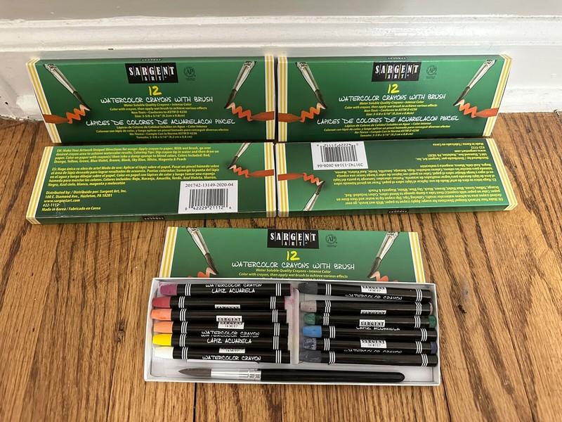 SARGENT ART WATERCOLOR CRAYONS WITH BRUSH 12 COUNT BRAND NEW