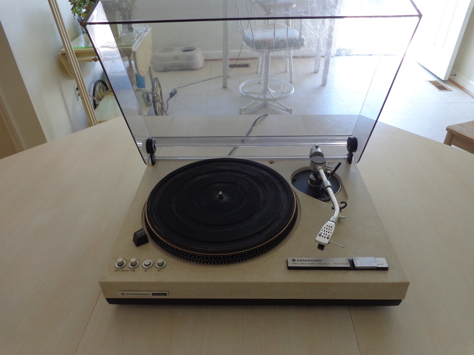 Kenwood KD500 Direct Drive Marble Turntable Record Player w AT 1005 II Tonearm