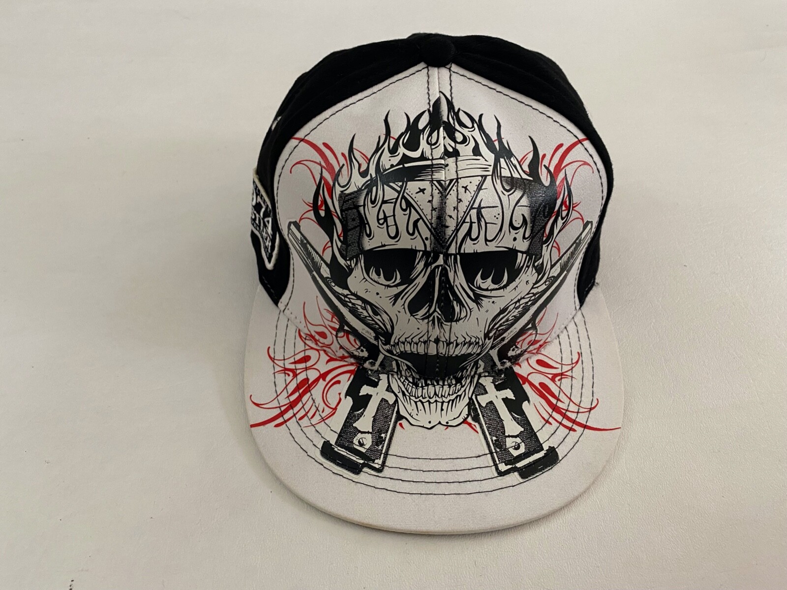 Vintage Hustler Hardcore Since 74 White and Black Fitted Cap