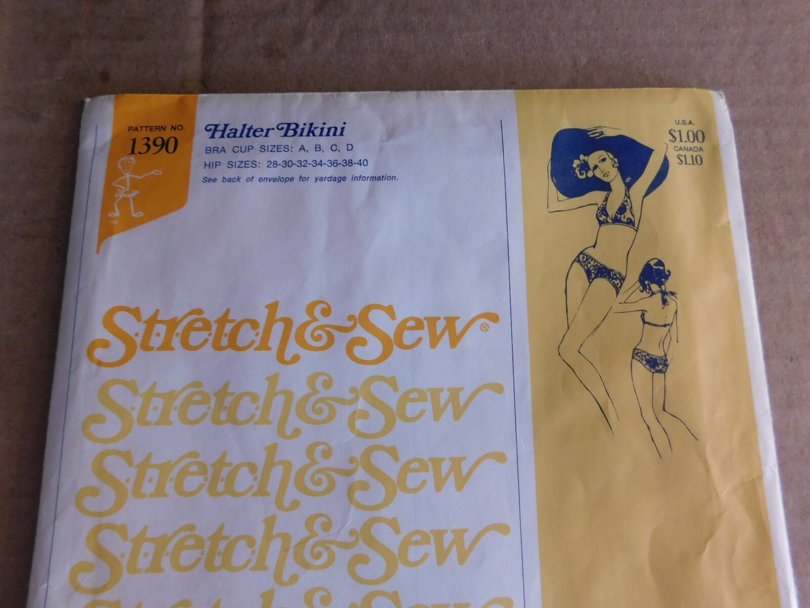 LOT OF 3 VINTAGE STRETCH & SEW PATTERNS HALTER BIKINI,FLATTER FLARES,MENS SHIRTS