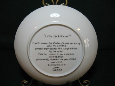 RECO MOTHER GOOSE SERIES COLLECTOR PLATE 
