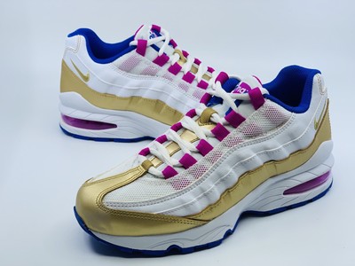 Nike Air Max 95 LE White Gold Blue Shoes Size 5Y Women's Size 6.5 310830-120