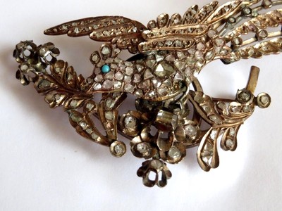 Antique Georgian Rose Cut Diamonds on Gold Trembler Brooch