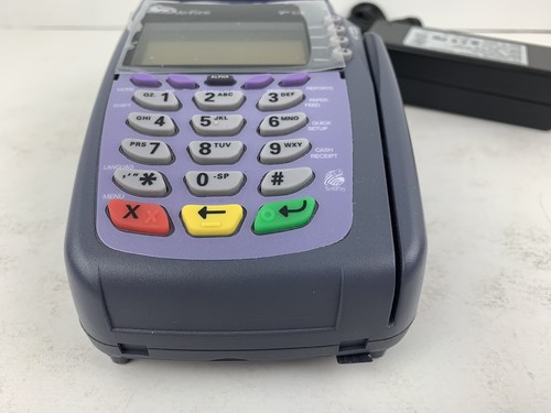 VERIFONE VX510 OMNI 3730 Credit Card Terminal & Power Supply BROKEN BAD RTC CHIP