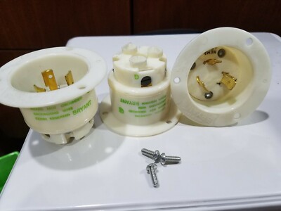 Male Base 20Amp-250Volt 2-P 3-W Grounding Bryant L6-20FI Locking Flanged Inlet