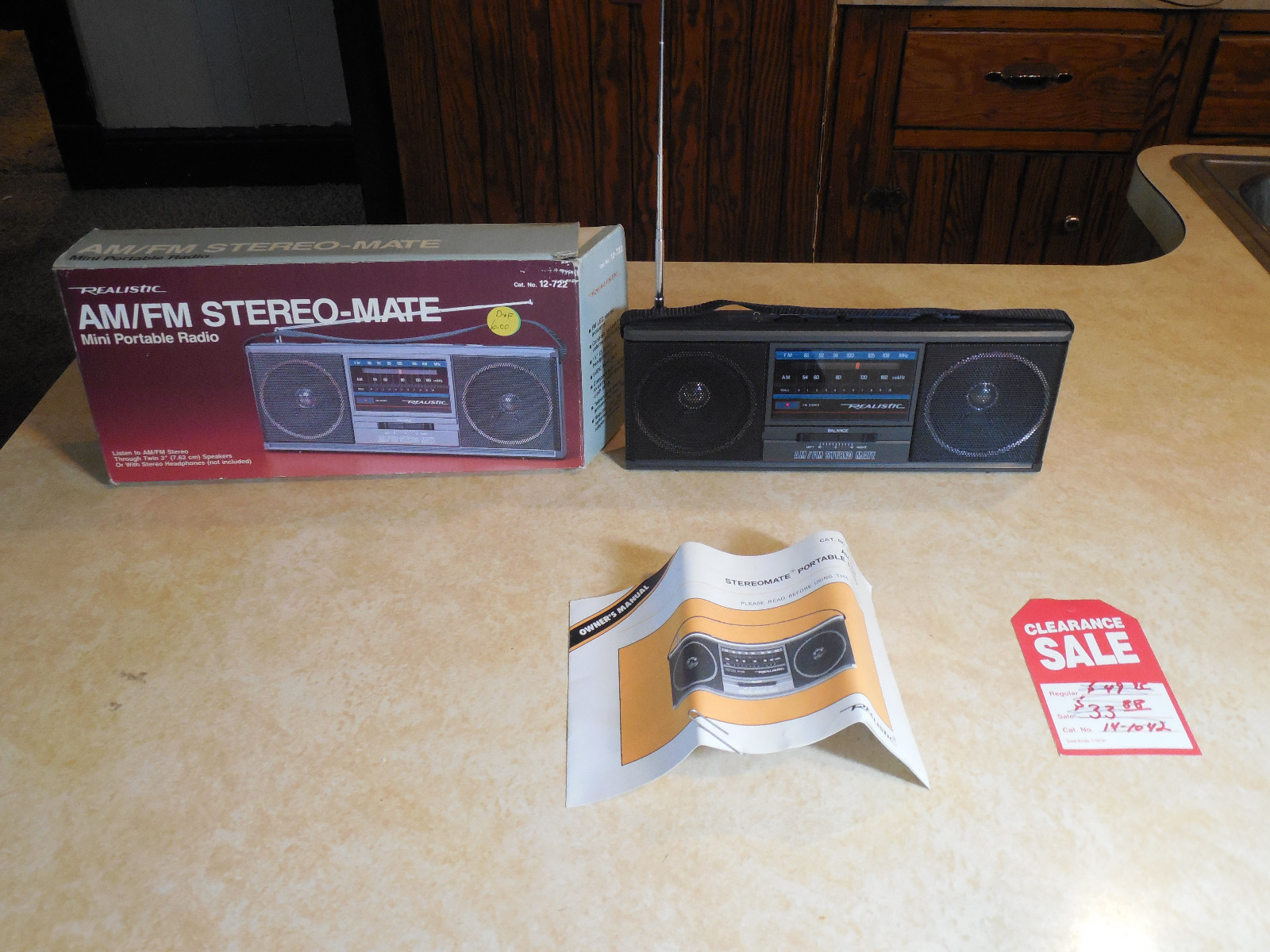 Vtg rare Realistic AM/FM Stereo Mate Portable Radio Mini Retro Boom Box 12-722
