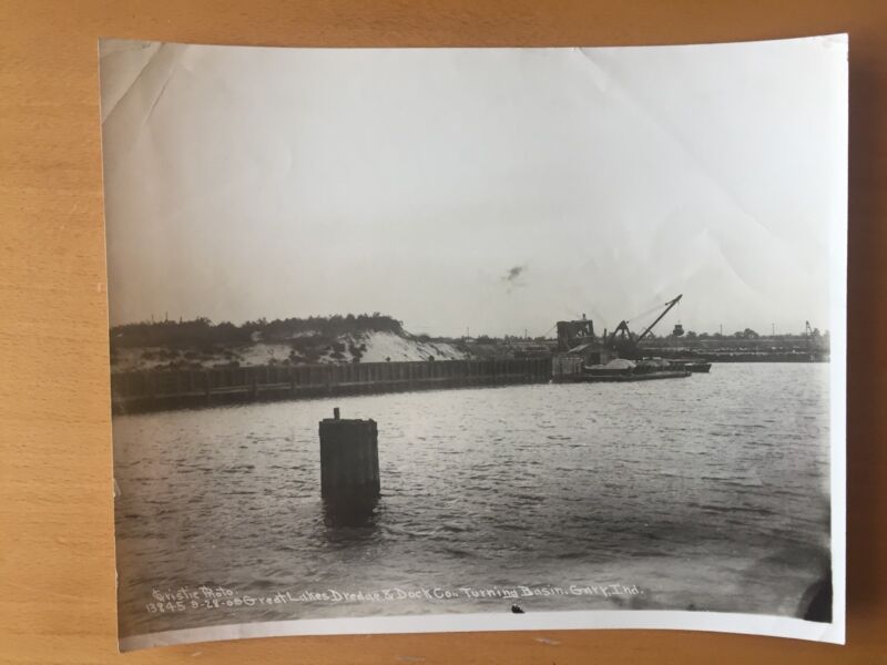 Vintage Rare Large Construction: Great Lakes Dredge & Dock Company Photo