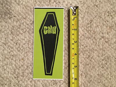 GNU Coffin Black Green Snowboard Sticker - RARE - Mervin USA