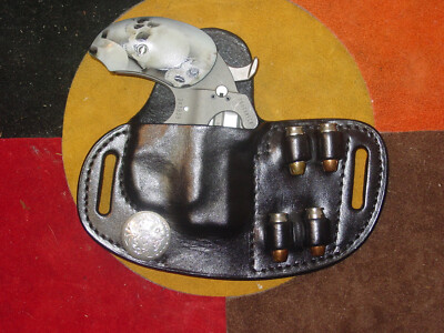 Bond Arms Roughneck  45 ACP  leather holster extra ammo holder black concha KWIK