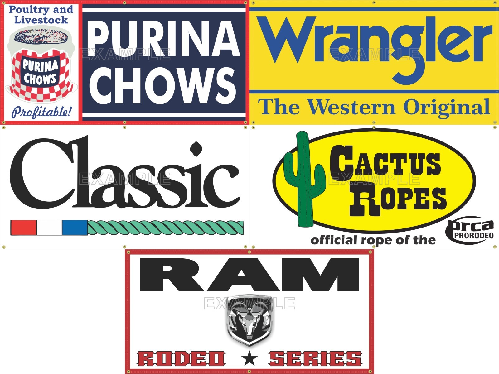 RODEO ARENA GROUP LOT DISCOUNT ON FIVE DESIGNS SIGN REMAKE BANNERS OPTIONS 5H