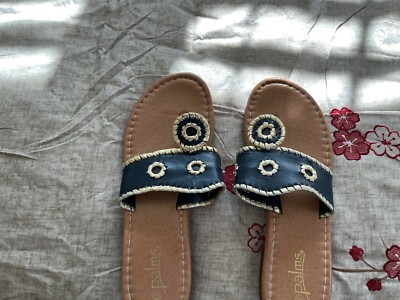 Palms Ladies Blue and Gold Sandals Pre-Owned SIze 8