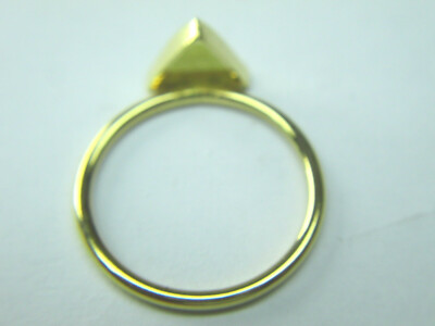 Pre-owned Big-diamonds Natural Real Yellow Brown Color Triangle Rough Diamond Ring 14k Gold