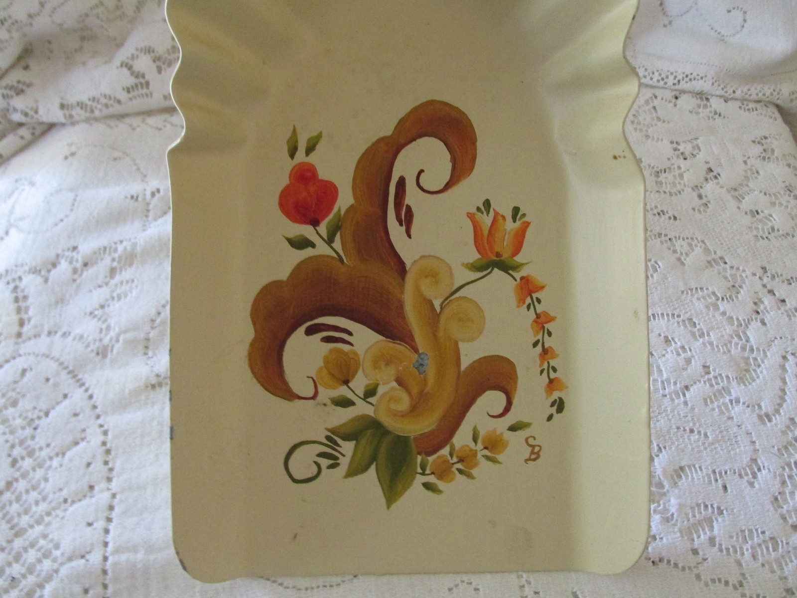 Vintage Metal Coal Shovel Rosemaled Tole Painted