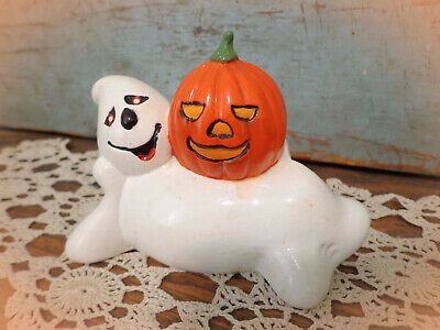 vintage Halloween ghost Jack O'Lantern decoration ceramic figurine