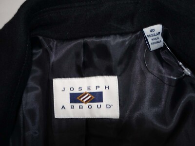 Joseph Abboud Mens Top Coat Size 40 Regular NWT Black Wool Blend Double Breasted