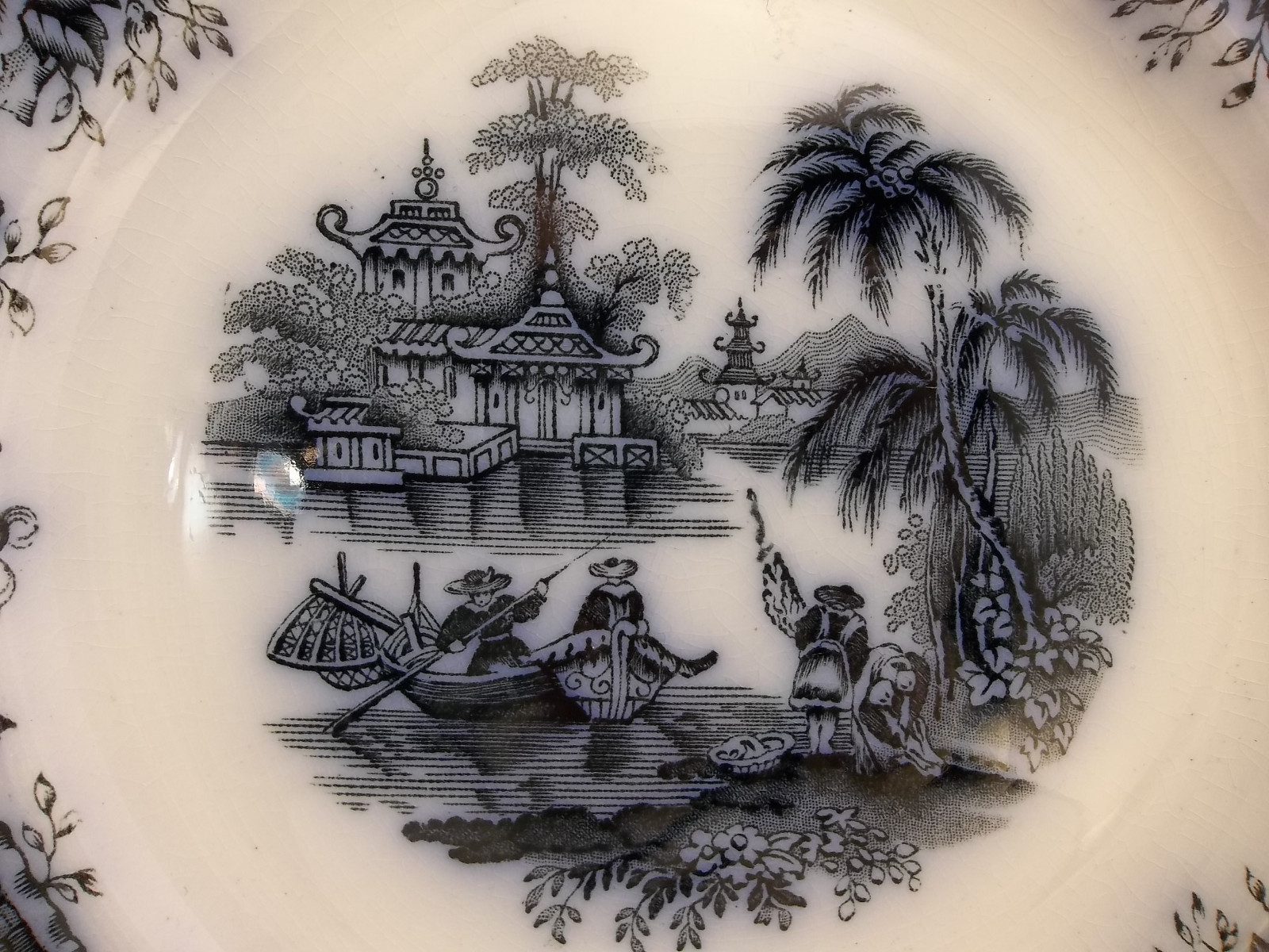 Antique Burmese W Cobalt Flow Blue Cabinet Plate England Porcelain