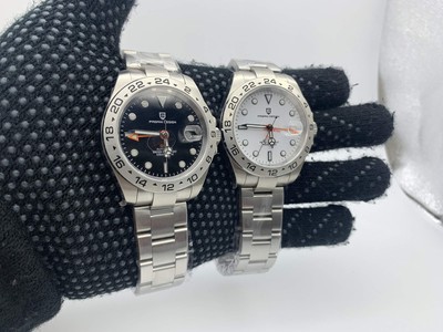 Pre-owned Pagani Design Watches For Men Automatic Mechanical Gmt 42mm Sport Waterproof ... In Black