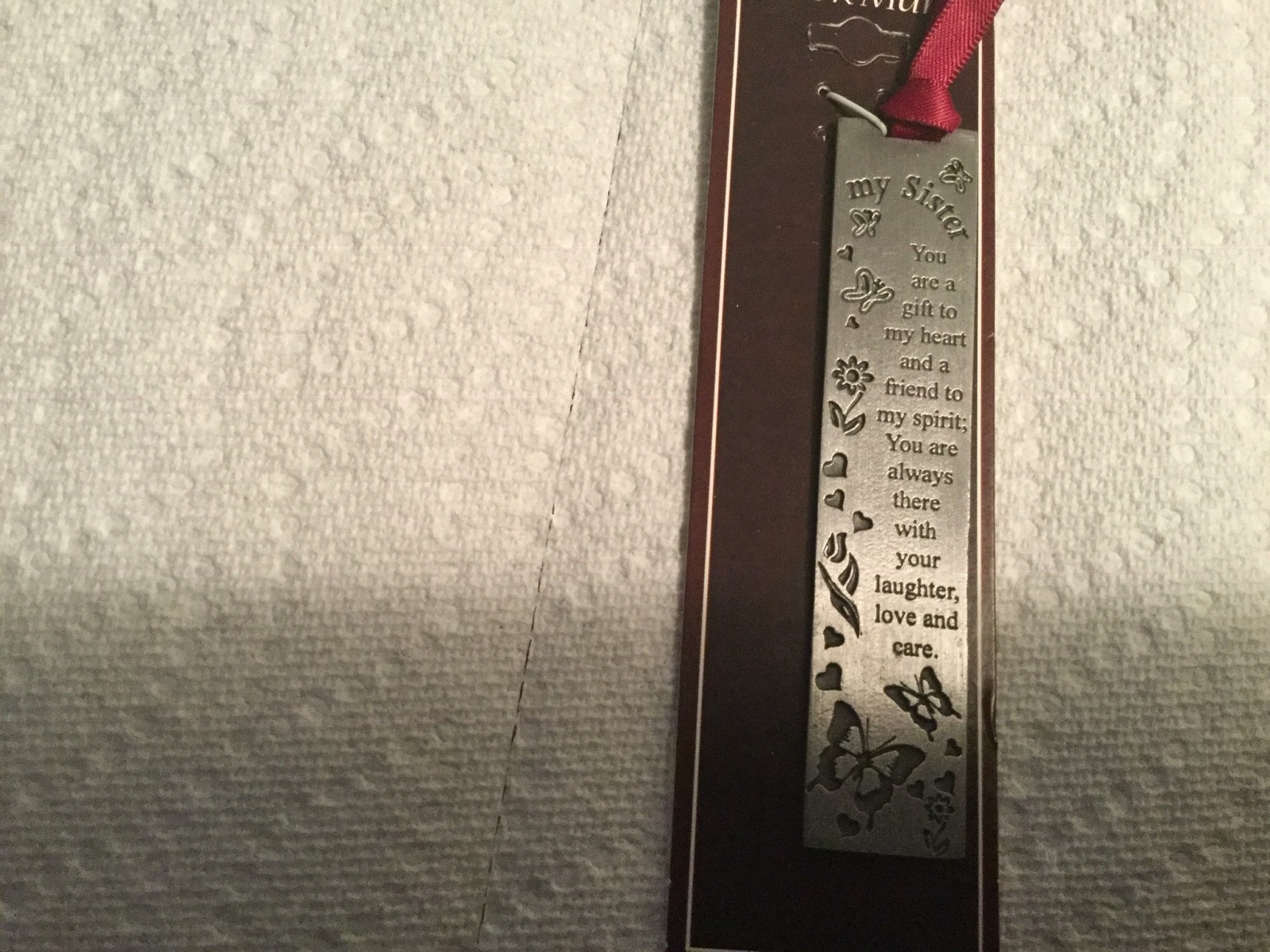 Butterfly Silver Bookmark for Sister with quote - New in Package