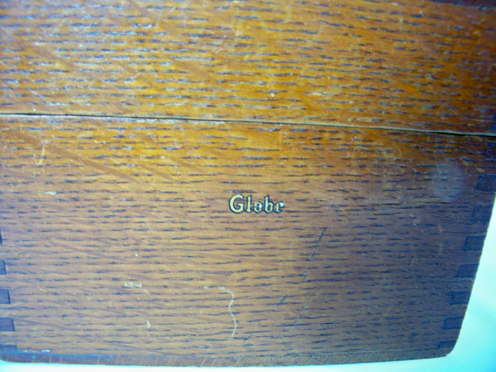 Globe Wooden Dovetailed Card File Catalog Recipe Box Vintage