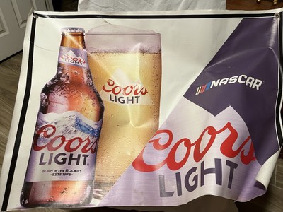 Coors Light Beer NASCAR Promo Vinyl Plastic Banner 38.5'' x 28.5''