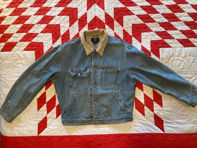 ジャケット・アウター 90s Ralph Lauren RRL USA製 90s RRL Hickory Stripe Cotton Work Jacket 紺 L 三ツ星