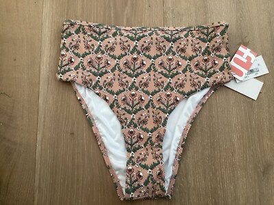Roller Rabbit Rose Floral Print Bikini Bottom Hi Waisted Size Small NWT