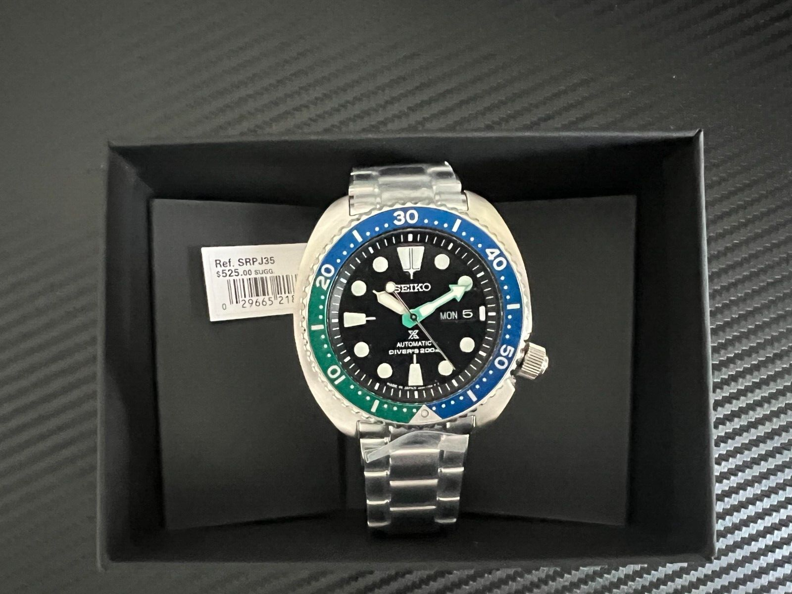 Pre-owned Seiko Srpj35 Prospex Sp Diver's Watch Black/blue/green Srpj35-new