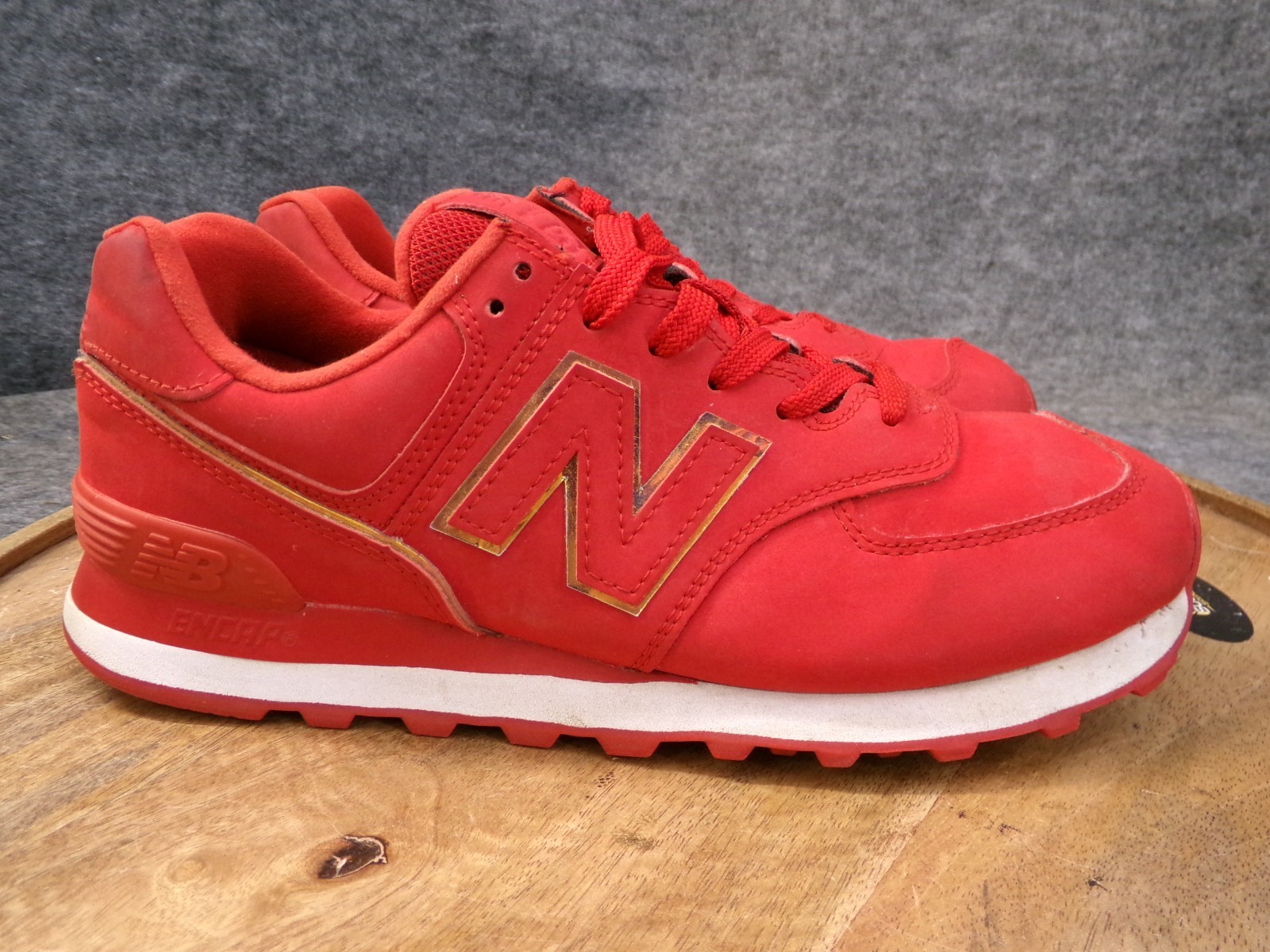 New Balance 574 Womens Size 8.5 B Red Gold Nubuck Retro