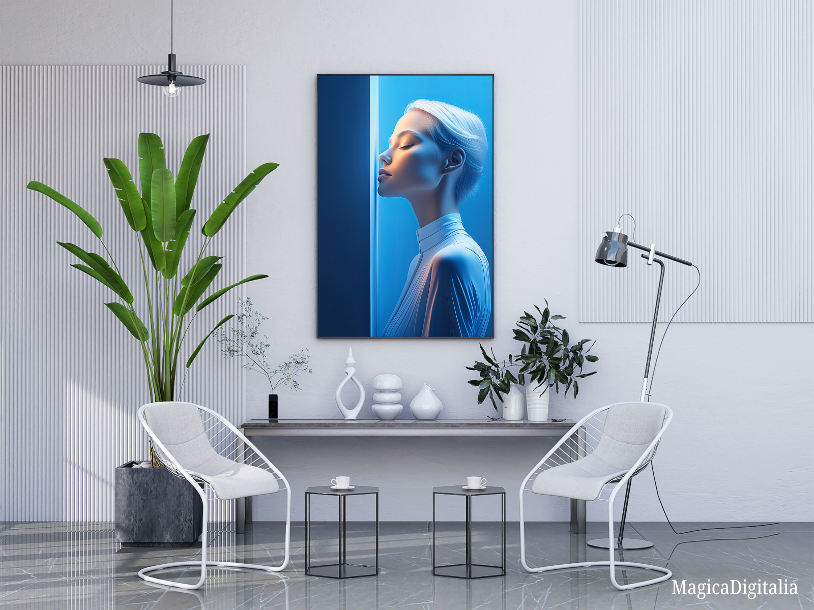 Woman Portrait, Minimalism, Digital AI Art, Wall, Poster Print, Instant Download