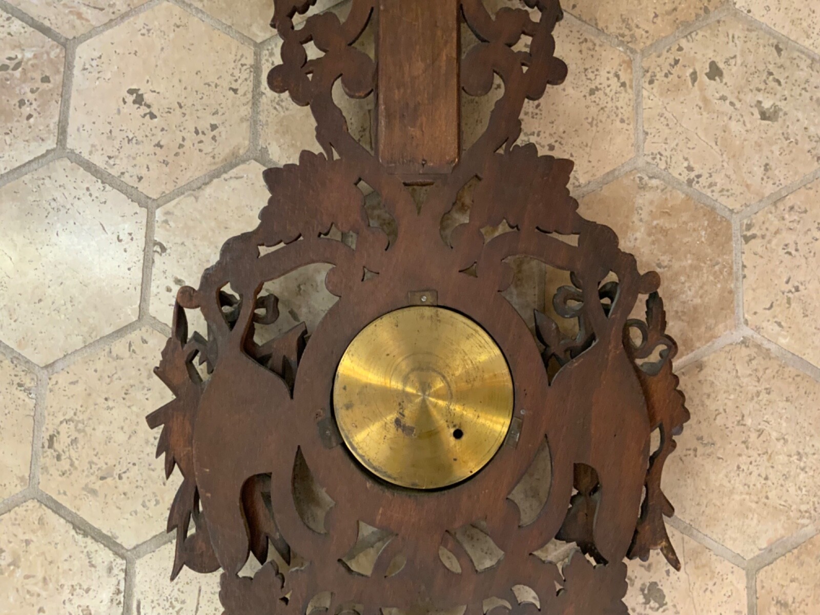 Lovely Antique French Carved Wooden Barometer/Thermometer, not working