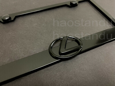 1xBlackLexusLogo 3D Emblem Badge BLACK Stainless License Plate Frame RUST FREE
