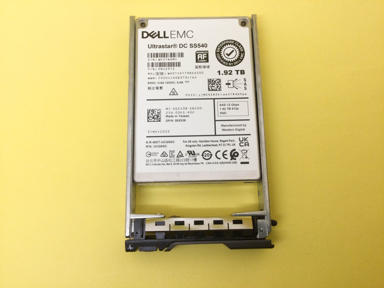 002X38 DELL 1.92TB SAS 12Gbps Read Intensive 2.5'' SSD 02X38