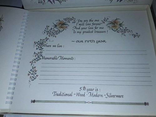 Our Wedding Anniversary Memory Book Album Scrapbook Floral Talus Vtg Marriage
