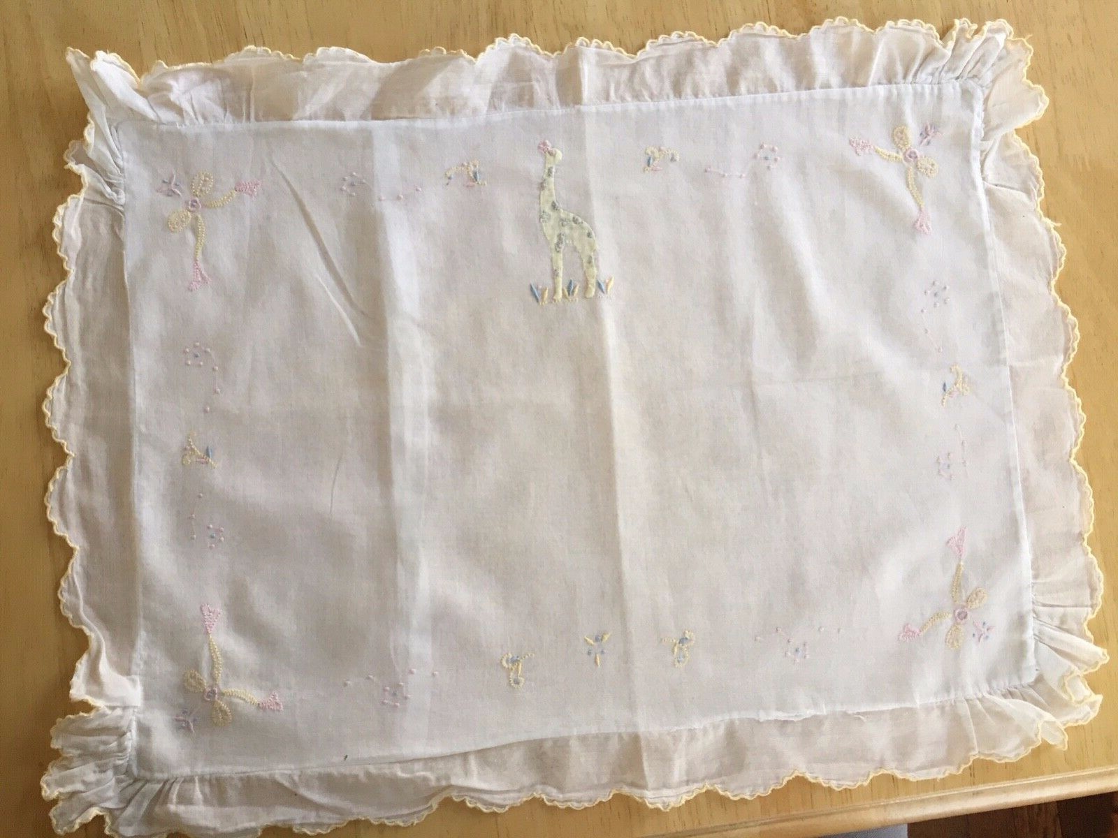 Vintage unique embroidered medium pillow sham giraffe for baby/child's room