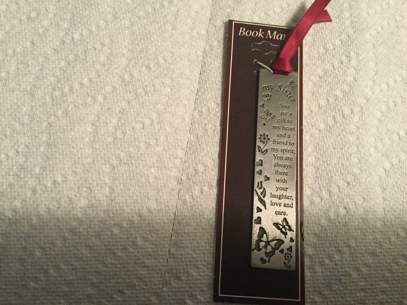 Butterfly Silver Bookmark for Sister with quote - New in Package