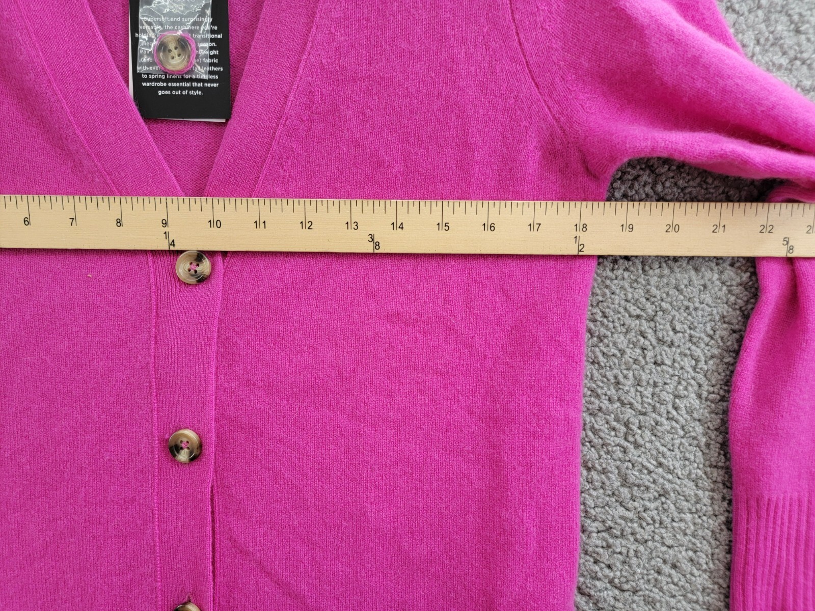 C by Bloomingdale's Cashmere Grandfather Cardigan Women's M Cherry Blossom L/S - Picture 5 of 16