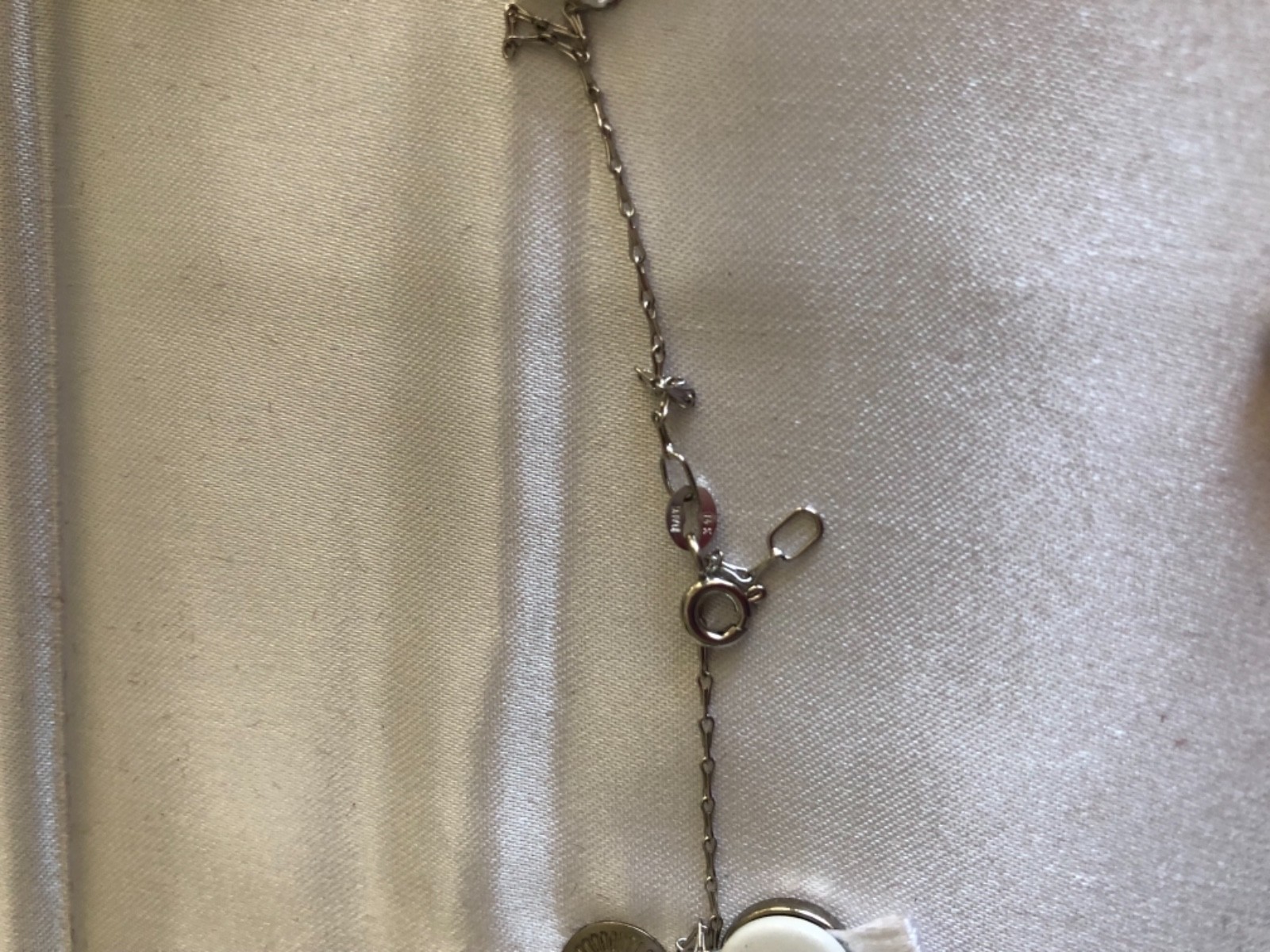 New 14 karat white gold sapphire/diamond pendant earring set