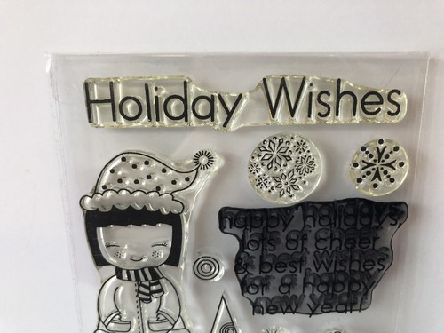 Hero Arts ” Holiday Dolls- Wishes- Joy- Christmas Tree- Poly Clear Stamps CL357