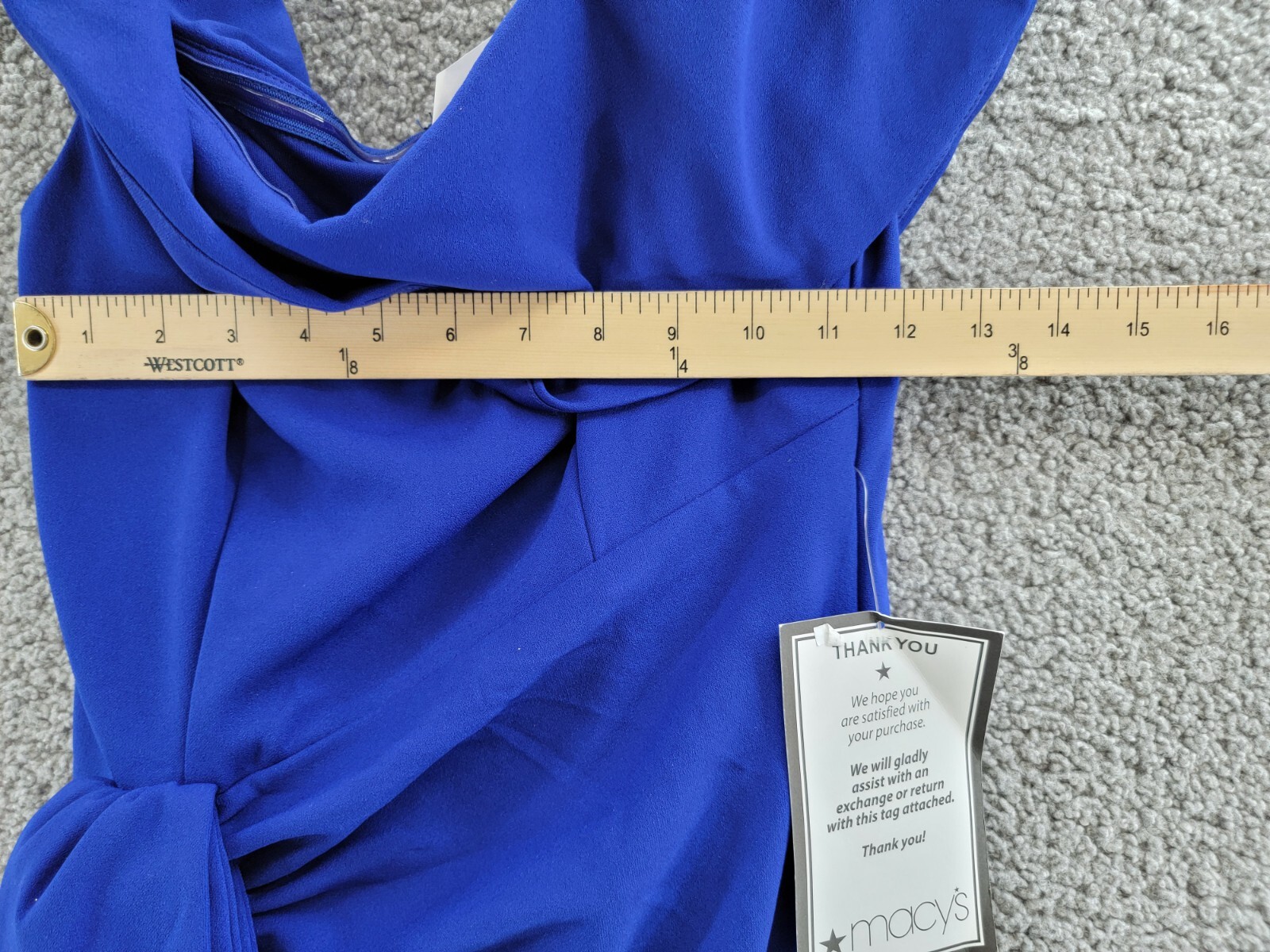XSCAPE Off-The-Shoulder Gown Women's 4 Marine Hight Front Slit Back Zip Closure - Picture 5 of 15