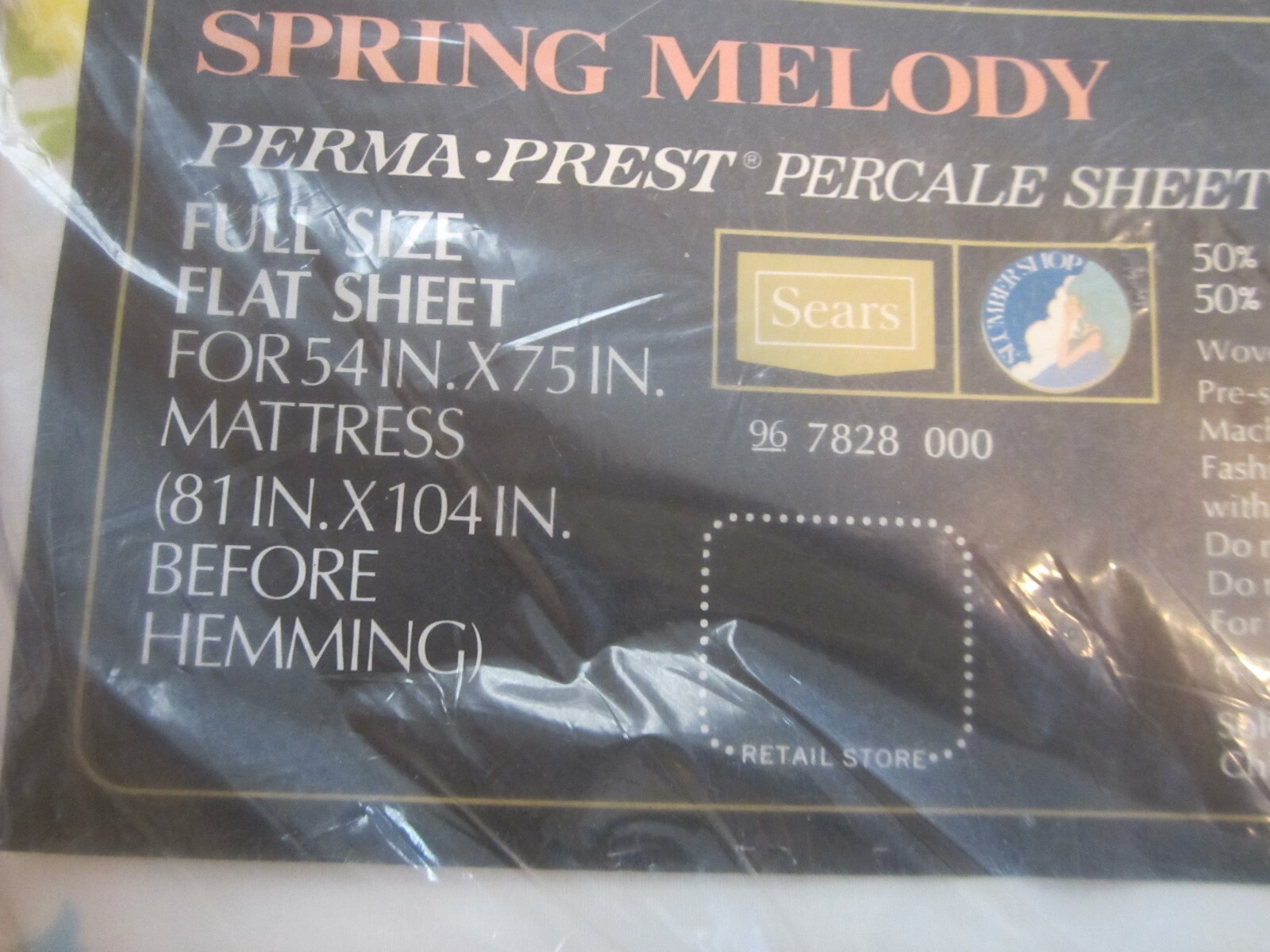 VTG. NEW SPRING MELODY SEARS PERMA - PRESS FULL FLAT SHEET & 2 PILLOWCASES