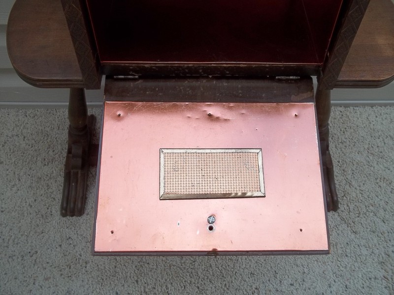 Vintage Wood End Side Table Nightstand Cabinet Copper Lined Cigar