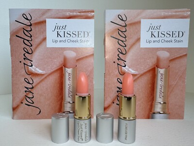 2 X Jane Iredale Just Kissed Lip Cheek Stain Mini Travel Forever Pink