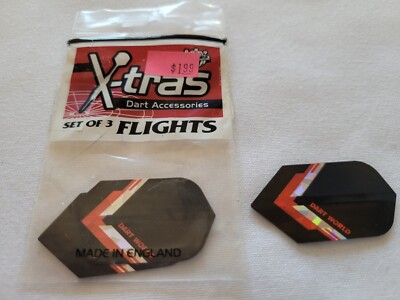 Dart World Broken Glass Red Silver SLIM Dart Flights 1 set of 3 NEW OLD STOCK