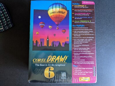 Corel Draw. The Best In 32 Bit Graphics 6  CD-ROM Windows 95. NEW FACTORY SEALED
