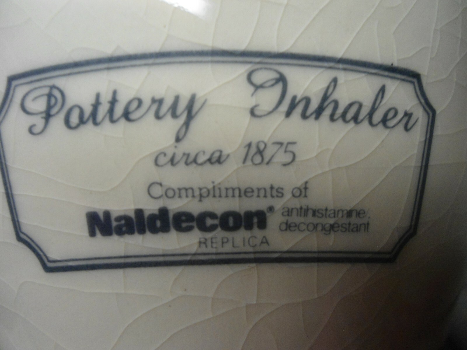 Vintage Pottery Inhaler S Maw Sons & Thompson London Double Valved Apothecary