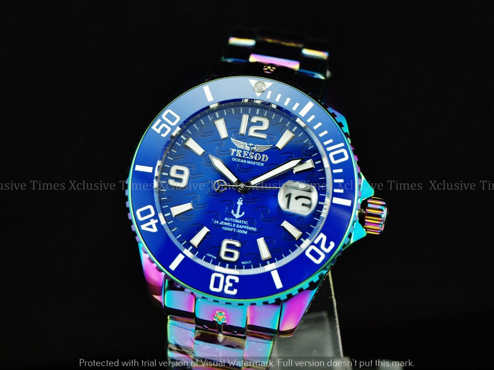 Pre-owned Tresod Men 300m Superlume Ocean Master Sapphire Ceramic Bezel Automatic Watch