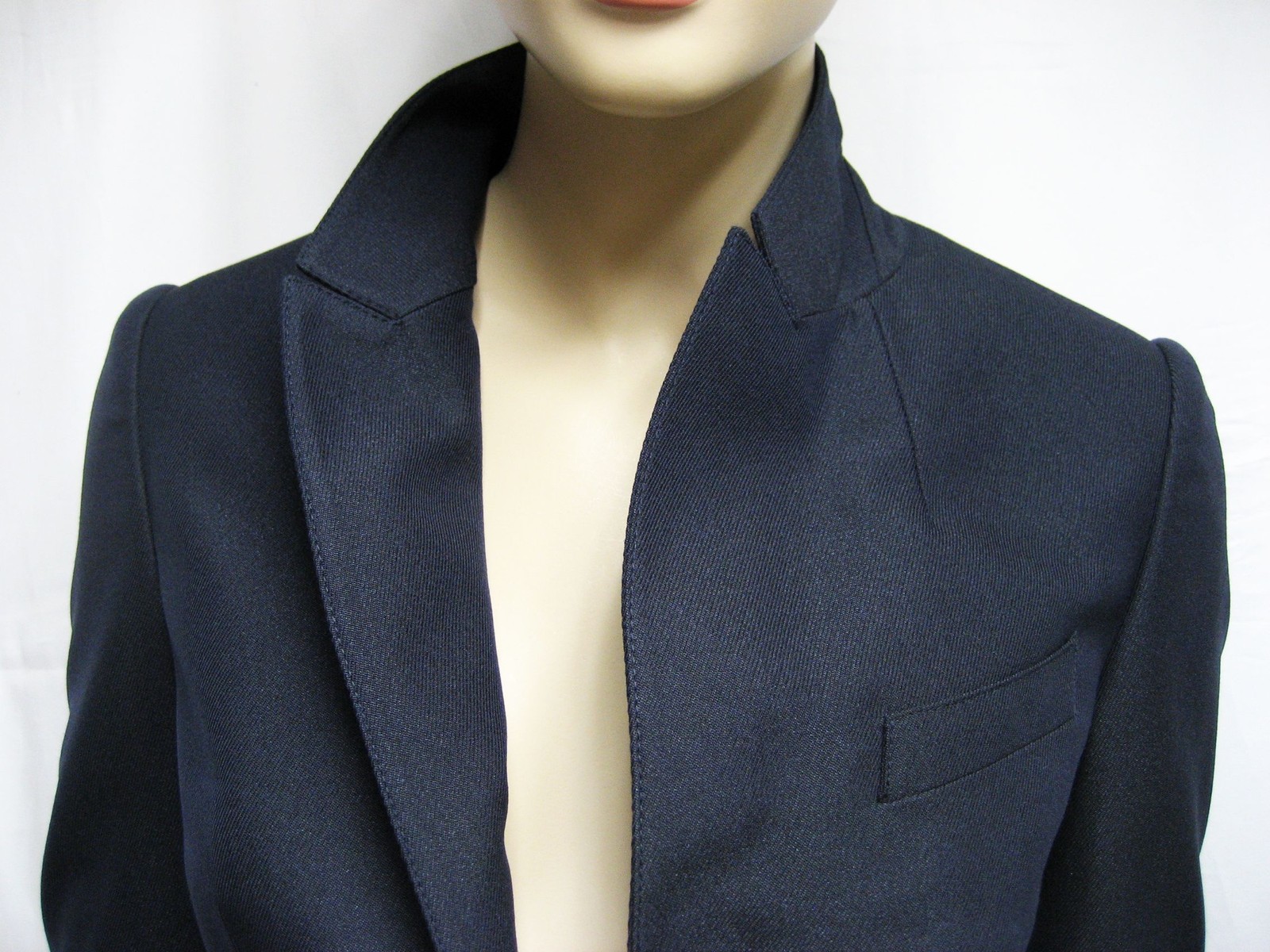 Pre-owned Burberry $1,595  Prorsum 4 38 Women Wool Blend Tuxedo Jacket Tailored Blazer Lady In Blue