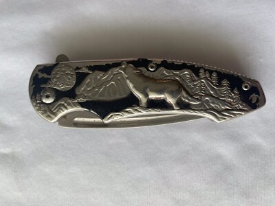 Vintage Wolf Folding Knife From The Wildlife Collection.